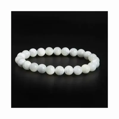 Bracelets - White mother-of-pearl bracelet with 8mm beads - ARABESK