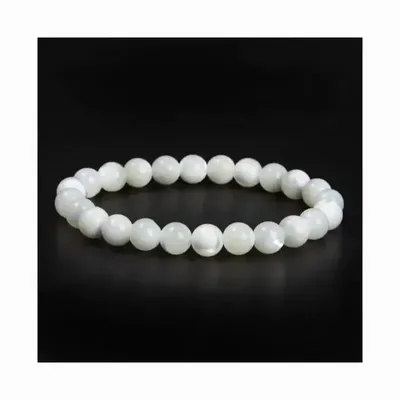 Bracelets - White mother-of-pearl bracelet with 6mm beads - ARABESK
