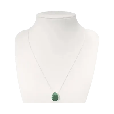 Bijoux - Colliers Argent 925 Pierre Percée Aventurine Verte A 14mm - ARABESK