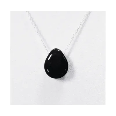 Jewelry - 925 Silver Necklaces Black Obsidian Pierced Stone A 14mm - ARABESK