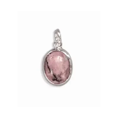 Jewelry - 925 Silver Oval Rhodonite Pendant A 13mm - ARABESK