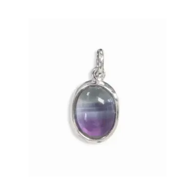 Jewelry - 925 Silver Oval Pendant Fluorite AA 13mm - ARABESK