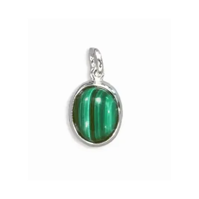 Jewelry - 925 Silver Oval Malachite Pendant AAA 13mm - ARABESK