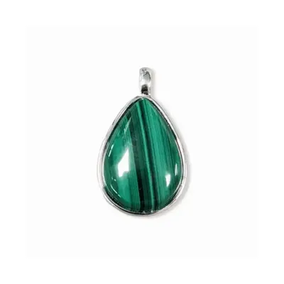 Bijoux - Pendentif Goutte Argent 925 Malachite AAA 23.5mm - ARABESK