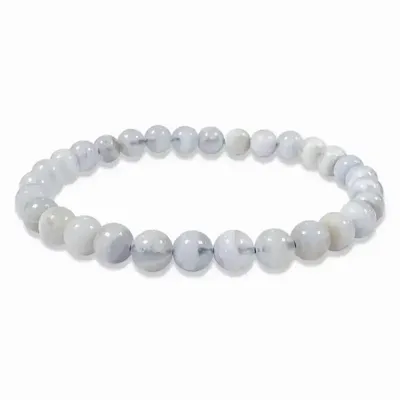 Bracelets - Bracelet Calcédoine Bleue Rubanée A perles 6mm - ARABESK