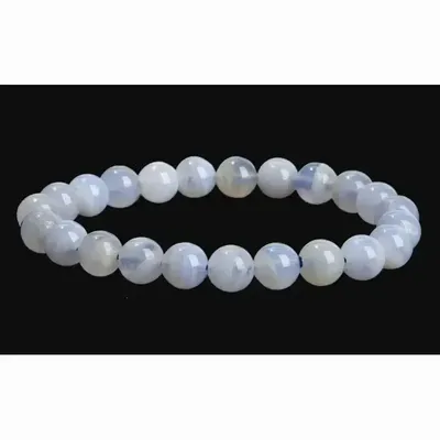 Bracelets - Bracelet Calcédoine Bleue Rubanée A perles 8mm - ARABESK