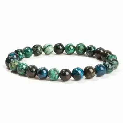 Bracelets - Bracelet Azurite Malachite Naturelle A perles 7-8mm - ARABESK