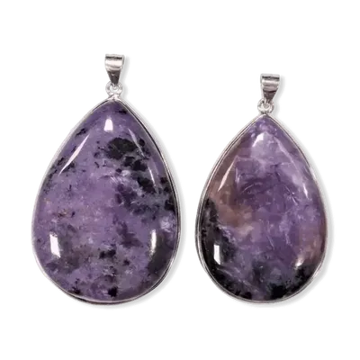 Jewelry - 925 Silver Charoite AA Pendant 2 pieces 23.83g - ARABESK