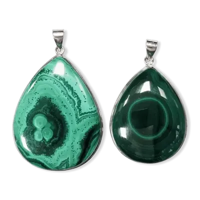 Jewelry - 925 Silver Malachite AA Pendant 2 pieces 23.52g - ARABESK
