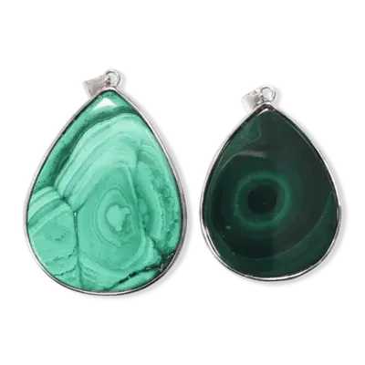 Bijoux - Pendentif Argent 925 Malachite AA  2 pièces 23.52g - ARABESK