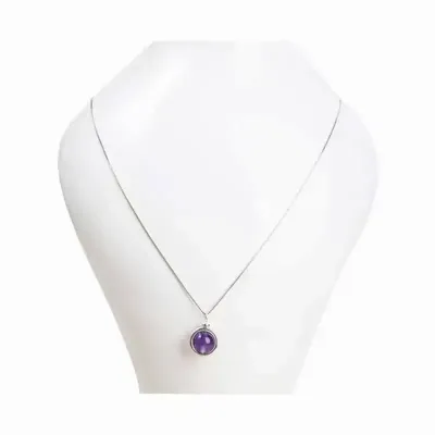 Bijoux - Collier Argent 925 avec Pendentif Boule Améthyste AA 10mm - ARABESK