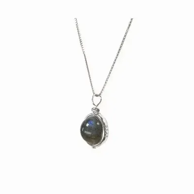 Bijoux - Collier Argent 925 avec Pendentif Boule Labradorite AA 10mm - ARABESK