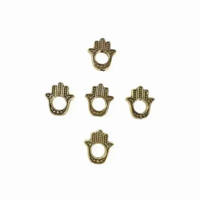 Bijoux - Perles Charm's métal Main de Fatma Dorée 14mm x100 - ARABESK