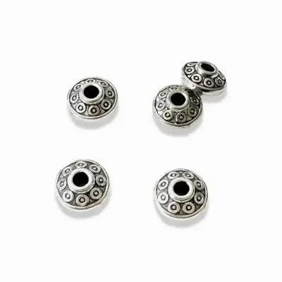 Jewelry - Silver Tribal Spinning Top Spacer Charm Beads 6mm x100 - ARABESK