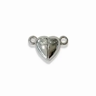 Bijoux - Fermoir Coeur Magnétique en Métal Argenté 9mm x20 - ARABESK