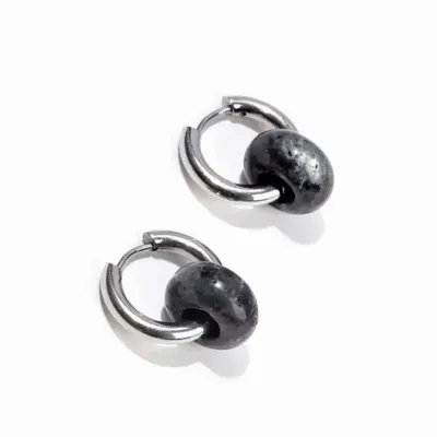 Jewelry - Hope Silver Earrings in Stainless Steel Larvikite A 18mm - ARABESK