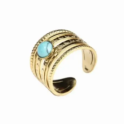 Jewelry - Turquénite A Adjustable Golden Stainless Steel Ring - ARABESK