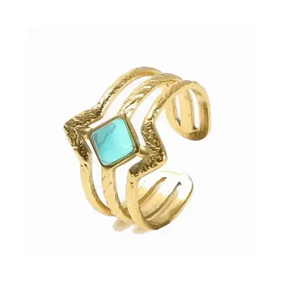 Bijoux - Bague en Acier Inoxydable Dorée Ajustable Losange Turquénite A - ARABESK