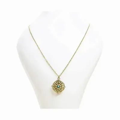 Bijoux - Collier Acier Inoxydable Doré Soleil Turquénite A - ARABESK