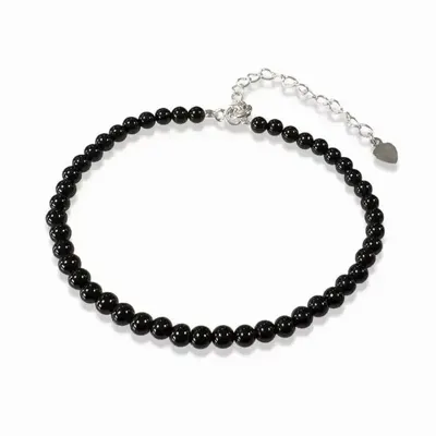 Bracelets - Bracelet Onyx A Coeur Argent 925 3mm - ARABESK
