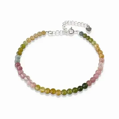 Bracelets - Bracelet Tourmaline multicolore AA Coeur Argent 925 3mm - ARABESK