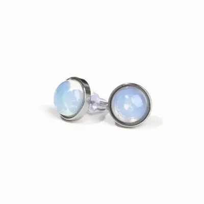 Bijoux - Boucles d'Oreilles Ronde en Acier Inoxydable Opalite A stud 10mm - ARABESK
