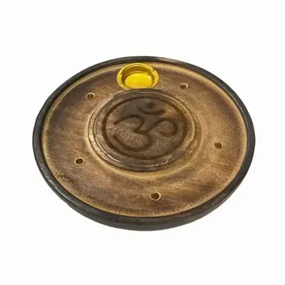 Senteurs - Porte Encens en Bois Rond Ciselé Om 10cm x10 - ARABESK