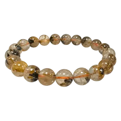 Bracelets - Bracelet Cristal de Roche Rutile Hematite AAA perles 9-10mm - ARABESK