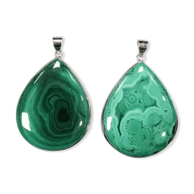 Bijoux - Pendentif Argent 925 Malachite AA  2 pièces 25.14g - ARABESK
