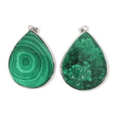 Bijoux - Pendentif Argent 925 Malachite AA  2 pièces 25.14g - ARABESK