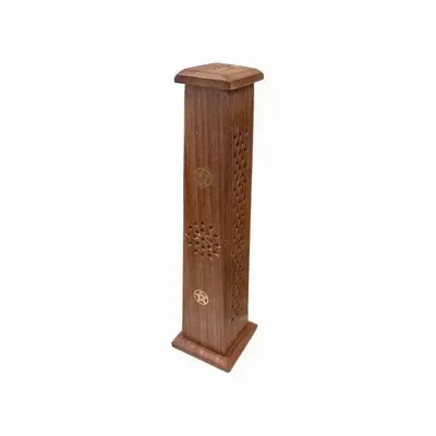 Scents - Incense Holder Rectangle Tower Pentacle in Sheesham Wood 30cm x2 - ARABESK