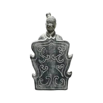 Sculptures, statuettes et miniatures - Statue Noire Archer avec Bouclier en Terracotta Agenouillé 35cm - ARABESK