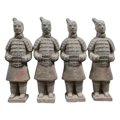 Sculptures, statuettes and miniatures - Antique Colorful Terracotta Warrior Statue 16cm X 4 pcs - ARABESK