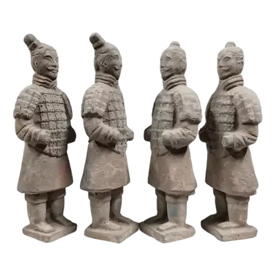 Sculptures, statuettes et miniatures - Statue Colorée Antique en Terracotta Guerrier 16cm X 4 pcs - ARABESK