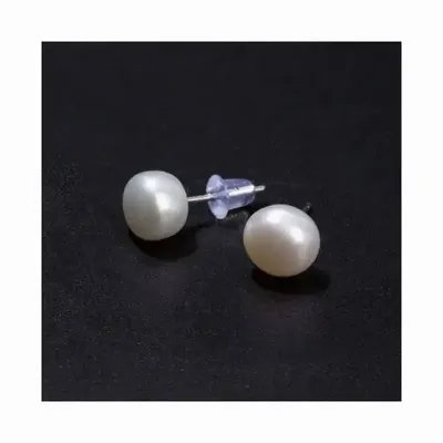 Bijoux - Boucles d'Oreilles Argent 925 Perles de Culture d'Eau Douce Naturelles 7.5-8mm - ARABESK