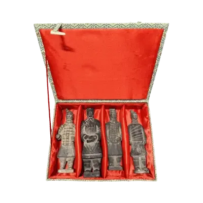 Sculptures, statuettes et miniatures - Coffret de 4 statues noires de Guerriers impériaux en terracotta 15cm - ARABESK