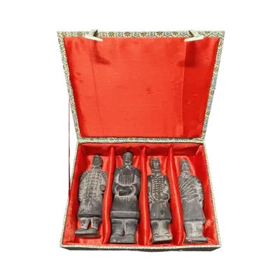 Sculptures, statuettes and miniatures - Box of 4 black statues of Imperial Warriors in terracotta 15cm - ARABESK
