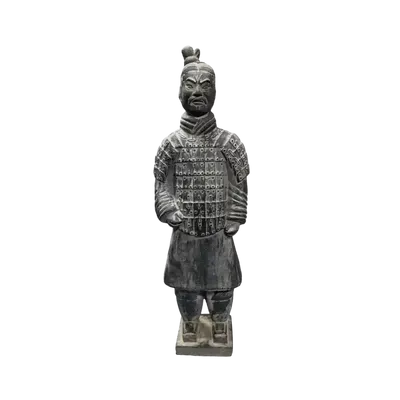 Sculptures, statuettes and miniatures - Black Terracotta Warrior Statue 50cm - ARABESK