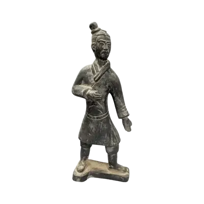 Sculptures, statuettes and miniatures - Black Terracotta Infantry Warrior Statue 35cm - ARABESK