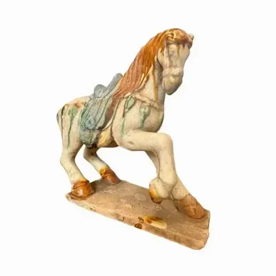 Sculptures, statuettes and miniatures - Colored horse in Terracotta H 18cm - ARABESK