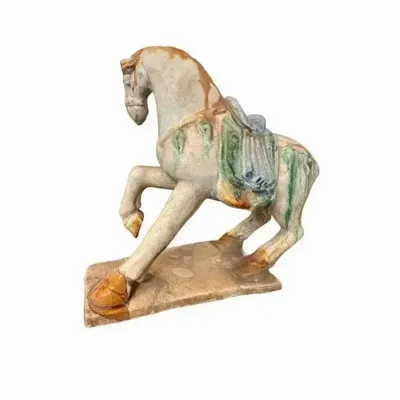 Sculptures, statuettes and miniatures - Colored horse in Terracotta H 18cm - ARABESK