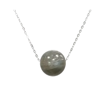 Jewelry - 925 Silver Necklace Labradorite Stone A+ Ball 12mm - ARABESK
