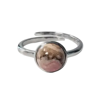 Jewelry - 925 Silver Ring Adjustable Round Rhodochrosite A+ 8mm - ARABESK
