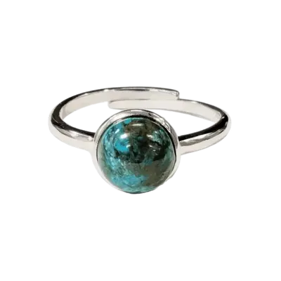 Bijoux - Bague Argent 925 Ajustable Ronde Chrysocolle A+ 8mm - ARABESK