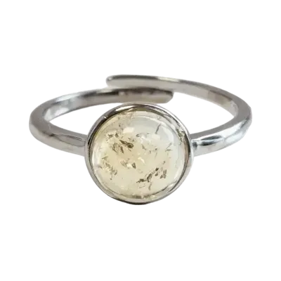 Jewelry - 925 Silver Ring Adjustable Round Natural Citrine AA 8mm - ARABESK
