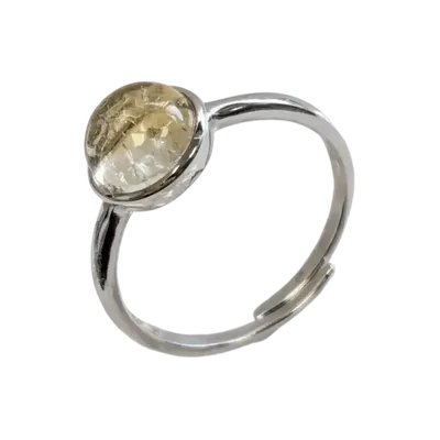 Bijoux - Bague Argent 925 Ajustable Ronde Citrine Naturelle AA 8mm - ARABESK