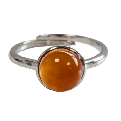 Jewelry - 925 Silver Ring Adjustable Round Carnelian A+ 8mm - ARABESK