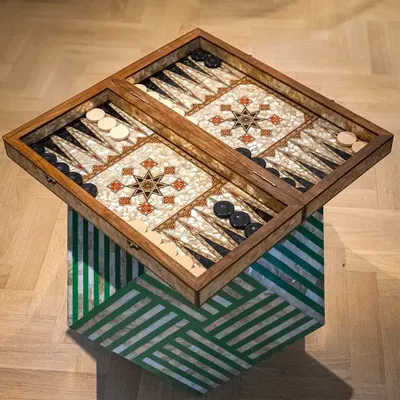 Gifts - Mother of Pearl and Olive Wood Backgammon & Chess Board Set - MAISON ROSHI - LUXURY ENTERTAINMENT CABINETS