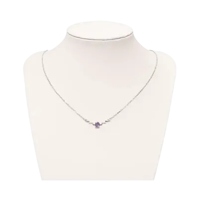 Bijoux - Collier Argent 925 Améthyste et Strass Facetée AA 5mm - ARABESK