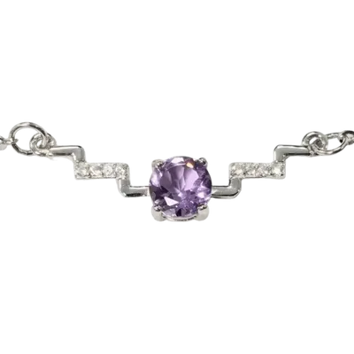 Jewelry - 925 Silver Necklace Amethyst and Faceted Rhinestones AA 5mm - ARABESK